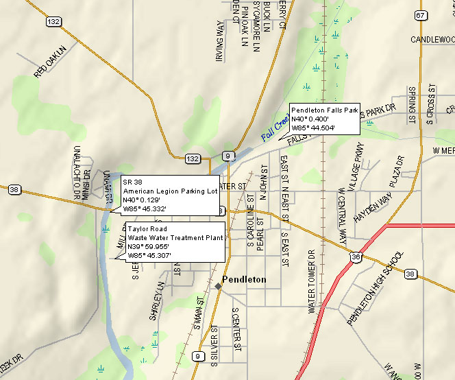 map of Fall Creek through Pendleton